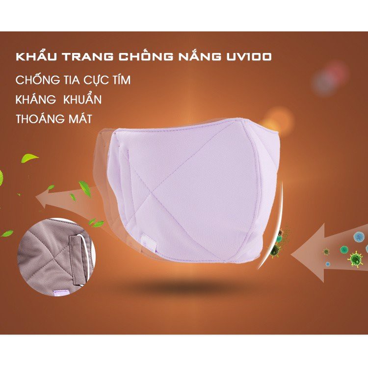 [Mã FAGREAT55 giảm tới 50K đơn 250K] Khẩu trang chống nắng kháng khuẩn hút ẩm nhanh khô UV100 LC 12026 | BigBuy360 - bigbuy360.vn
