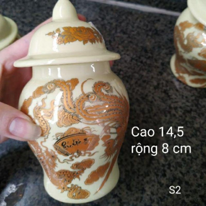 Chóe đựng muối gạo thờ cúng men vàng kim bát tràng hàng loại 1