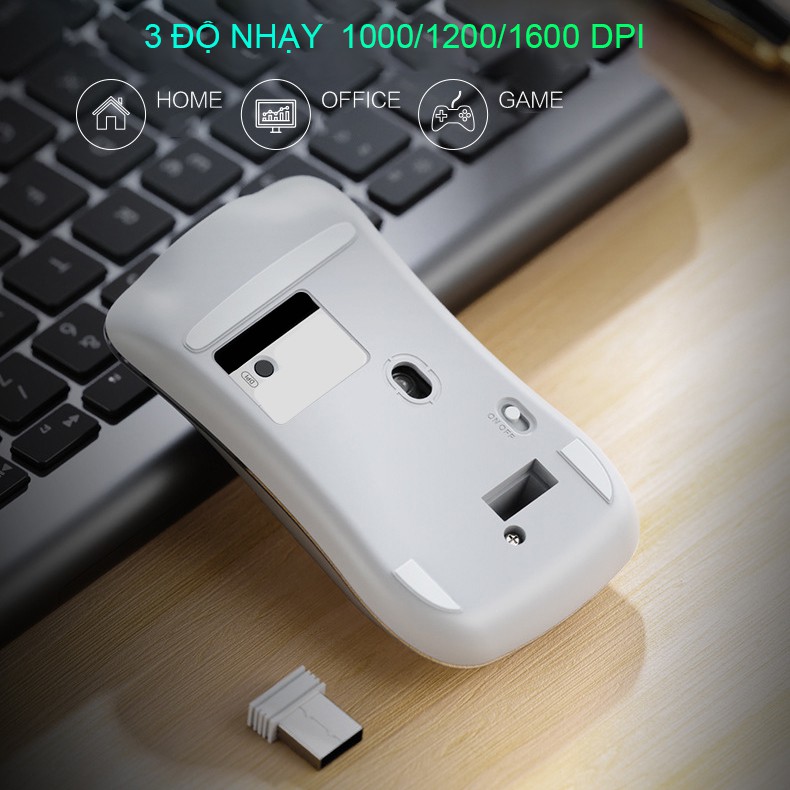 Chuột không dây Bluetooth tự sạc pin SIDOTECH MP9 vỏ hợp kim, nhạy 1600DPI, không tiếng ồn cho Laptop macbook PC Tivi | WebRaoVat - webraovat.net.vn