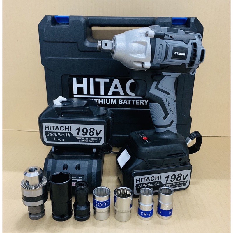 Máy siết bulong dùng pin không chổi than 198V Hitachi pin khủng 10 Cell