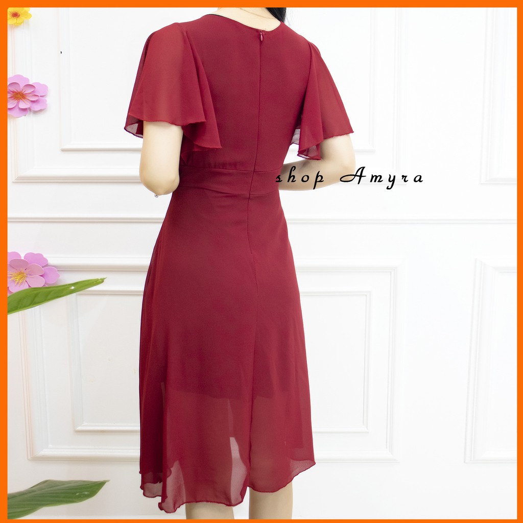 Đầm Dự Tiệc Thiết Kế Cổ Tim Phong Cách Đơn Giản Thanh Lịch Chất Vải Voan 2 Lớp Cao Cấp D9 | BigBuy360 - bigbuy360.vn