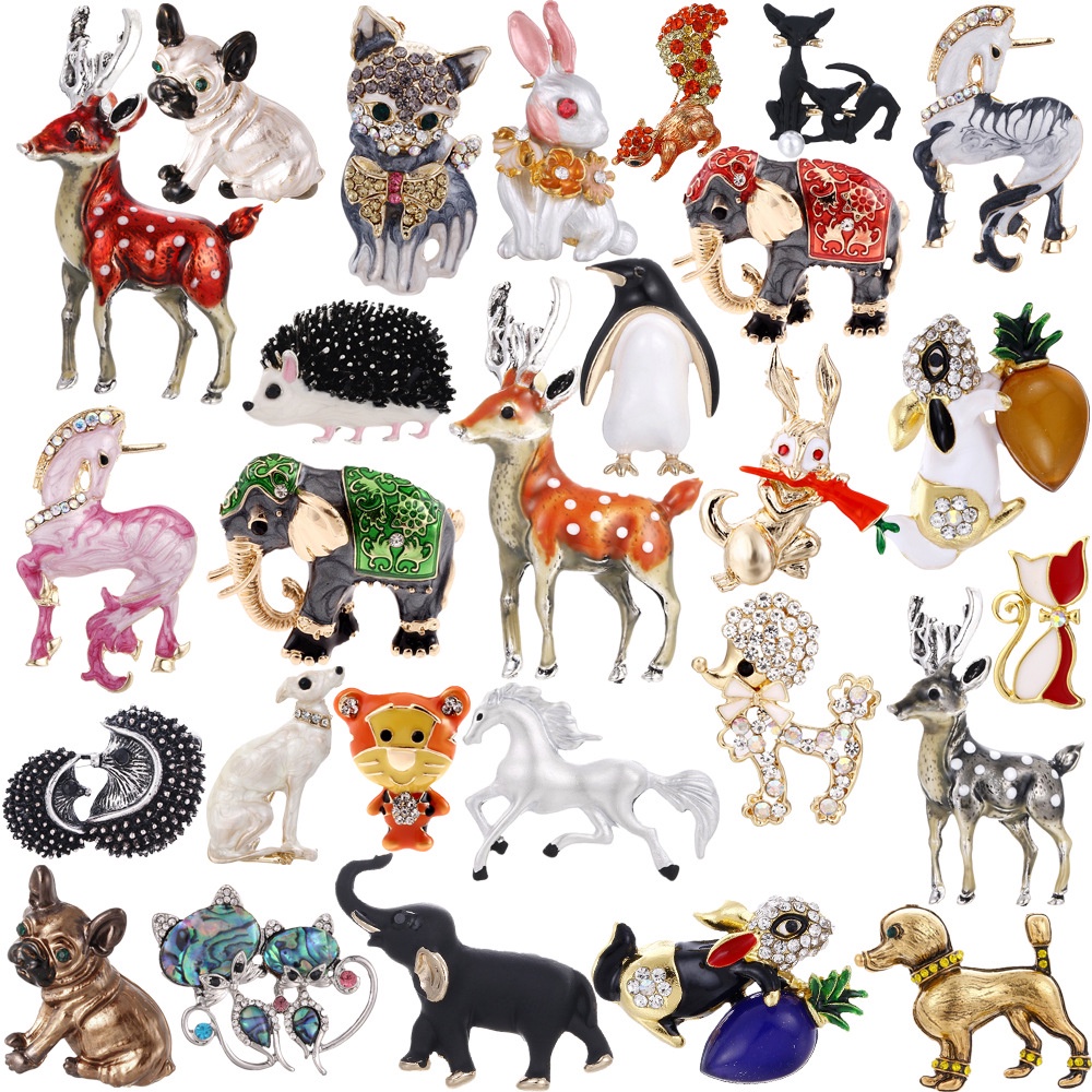 Huy Hiệu Cài Áo Hình Mèo / Thỏ / Hươu / Mèo Bằng Hợp Kim Tráng Men Thời Trang Sáng Tạo Dành Cho Nam Và Nữ