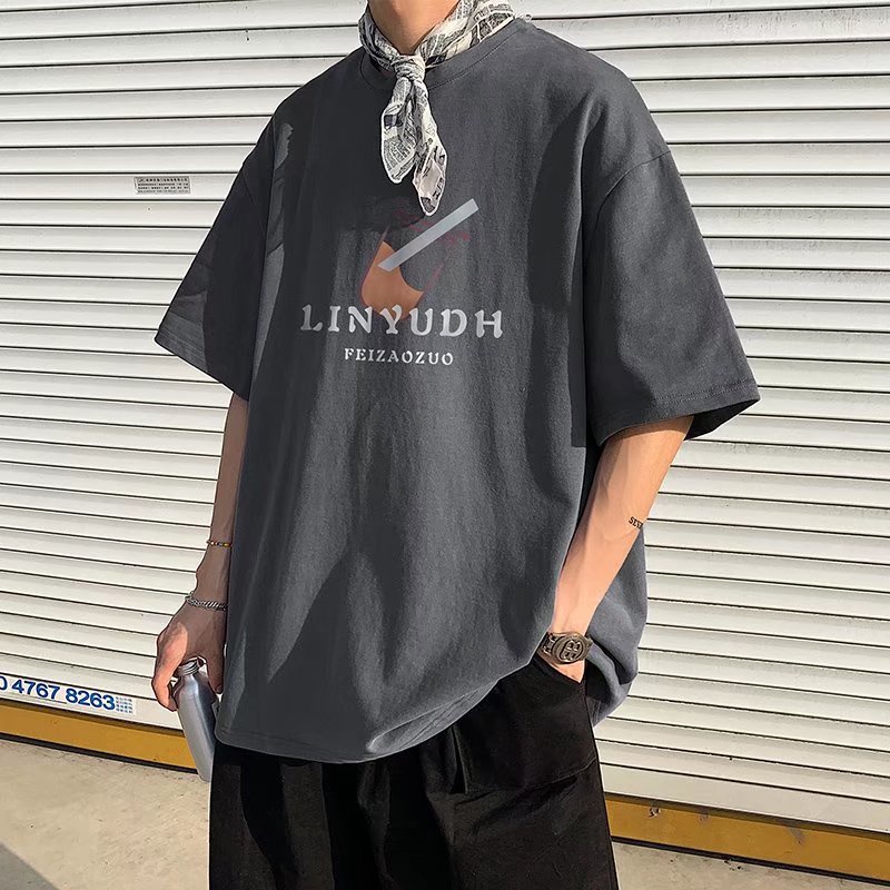 Áo thun tay ngắn oversize in chữ LINYUDH thời trang cho nam và nữ size M-5XL