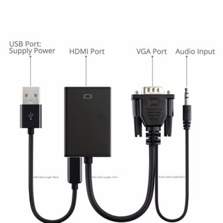 Cáp Chuyển Đổi VGA sang HDMI có âm thanh đen