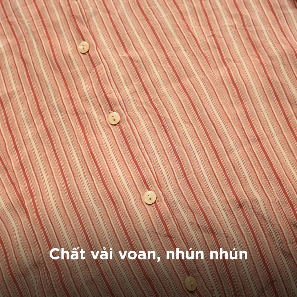Áo sơ mi vin Nhật sọc cam