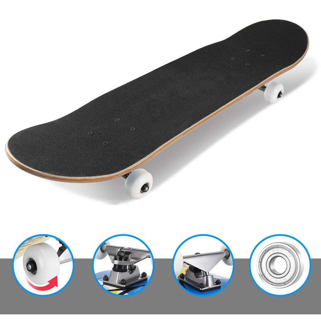 Ván trượt 7 lớp gỗ phong ép skateboard thể thao mặt nhám dài 80 cm