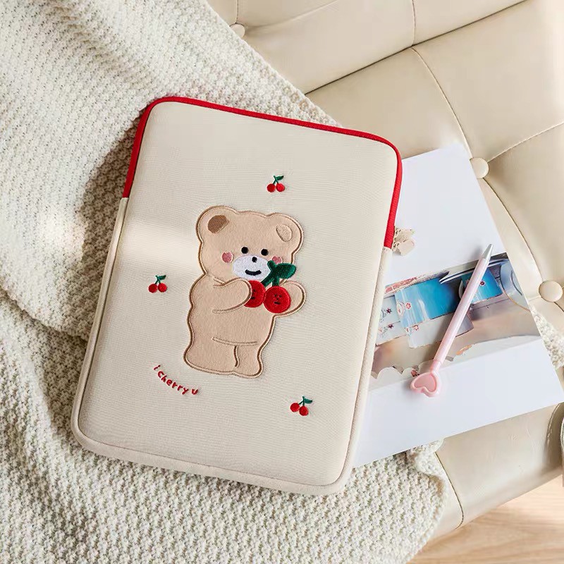 Bentoy Milk Joy túi đựng máy tính xách tay hình gấu thời trang Hàn Quốc cho ipad 15 13 11 10,5 10,2