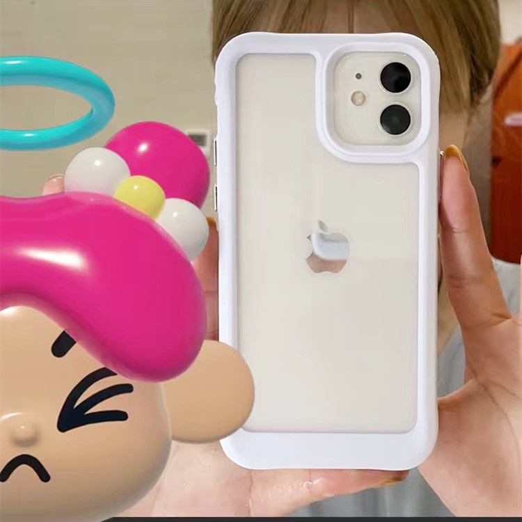 Ốp điện thoại nhựa TPU mềm trong suốt có viền trắng chống va đập cho iPhone 12promax 11 x/xr/Xs Max /7 8plus | BigBuy360 - bigbuy360.vn