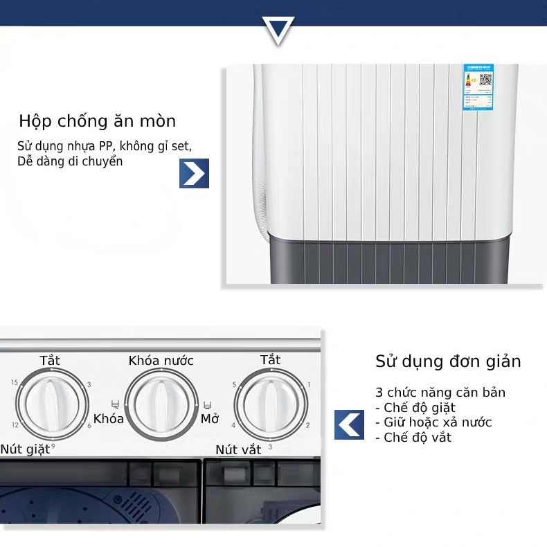 Máy Giặt AUX Bán Tự Động 2 Lồng Giặt Vắt 5.6 kg  gd40