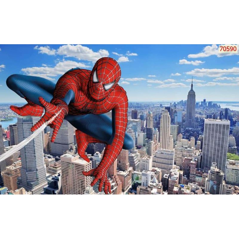 Tranh dán tường 3D người nhện trang trí phòng bé trai