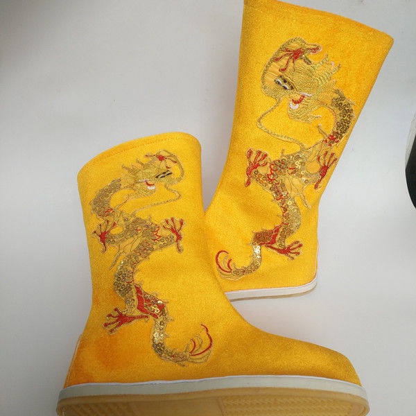 Giày Bốt Cổ Cao Họa Tiết Rồng Phượng Hoàng Hóa Trang Cho Nam Nữ