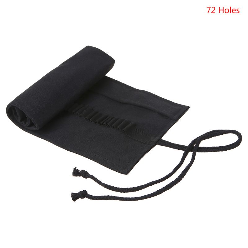 Túi Đựng Bút Chì 12 / 24 / 36 / 48 / 72 Lỗ Bằng Vải Canvas Màu Đen