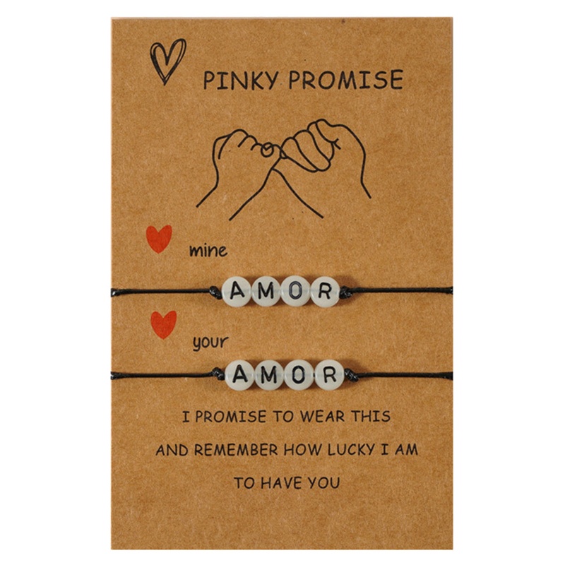 Vòng Tay Dây Thừng Xỏ Hạt Đen In Chữ Phát Sáng Dành Cho Bạn Nữ / Bạn Bè