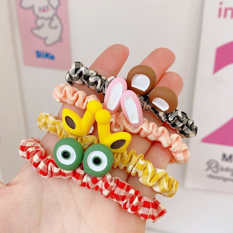 Chun cột tóc vải dễ thương hình thú