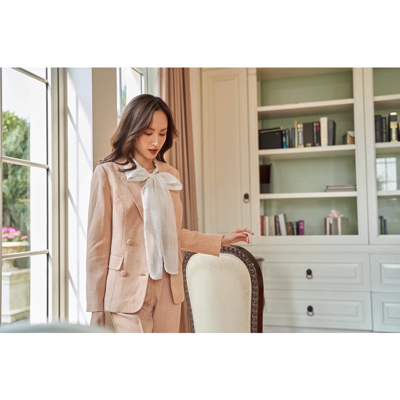 [SALE LỖ LẺ SIZE] Blazer 4 cúc dáng ngắn hồng cam và quần baggy