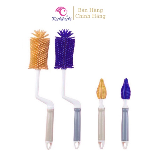 Cây Rửa Bình Sữa, Núm Vú, Kichi Quay 360 Độ, 1 Đầu Lớn, 1 Đầu Nhỏ