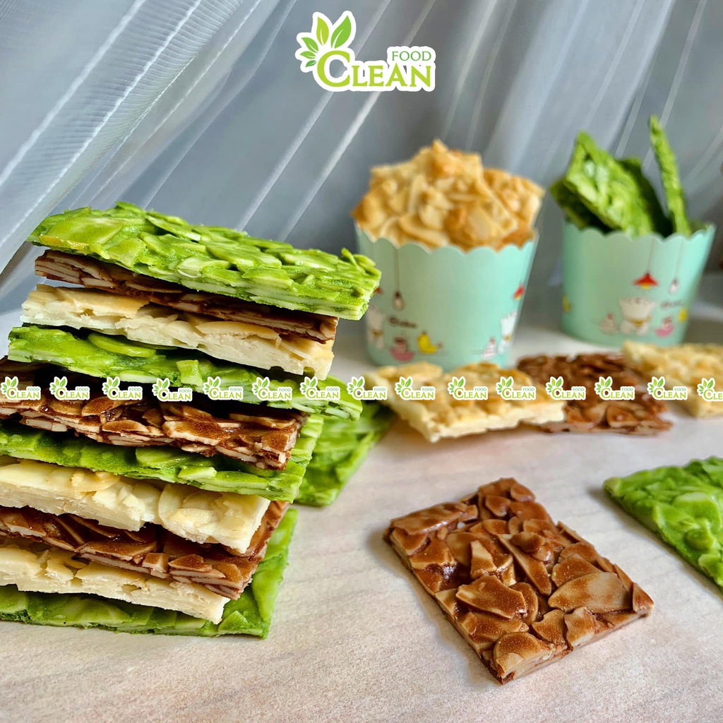 Bánh ngói hạnh nhân ăn kiêng giảm cân keto eatclean CleanFood 3 vị 500g