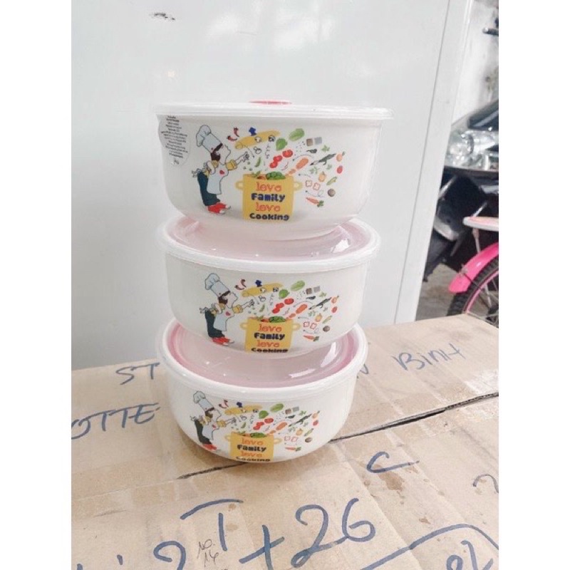 Thố Sứ Có Nắp 6inch 16cm - Hoa Văn Ngẫu Nhiên - Tô Sứ Tráng Men Cao Cấp - Hộp Đựng Thực Phẩm, Hộp Mang Cơm