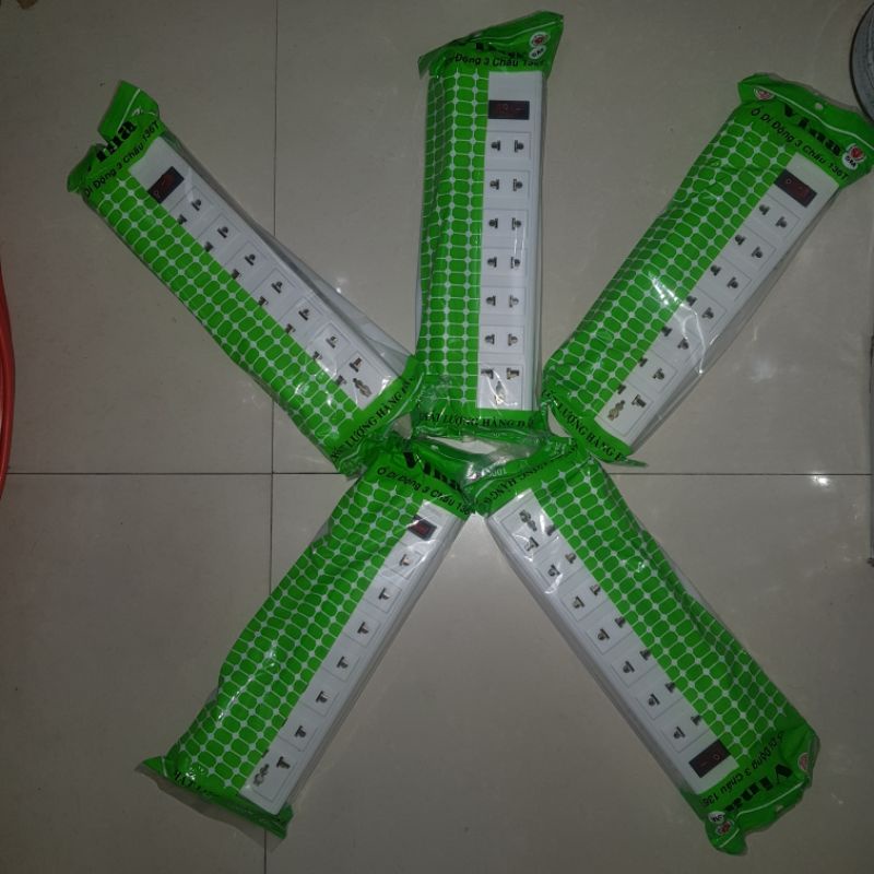 Ổ cắm điện 5m VINA công suất 800W cao - nhiều lỗ cắm-có công tắc-ổ cắm 3 chấu -màu trắng
