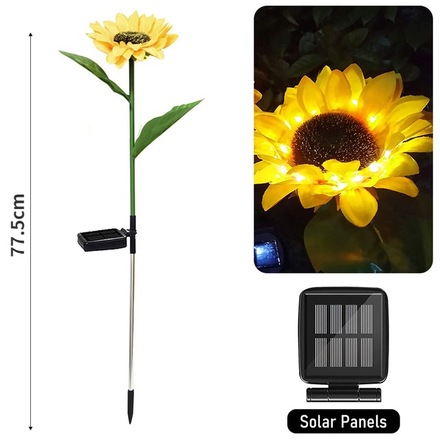 Đèn LED Hoa Hướng Dương 3 Đầu Sử Dụng Năng Lượng Mặt Trời Chống Thấm Nước