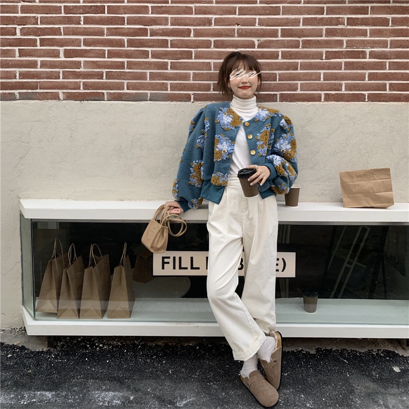 ORDER- ÁO KHOÁC NỈ THÊU HOA DÀY