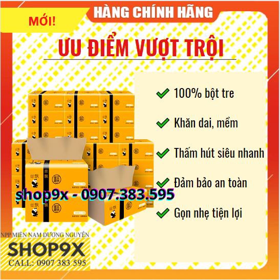 Khăn Giấy Gấu Trúc Sipiao 300 Tờ - 100% Bột Tre - Giấy Mềm Dai Siêu Thấm - Hút Nhanh