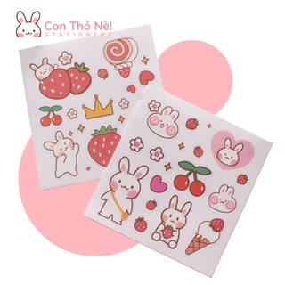 Sticker Cute Thỏ Dâu tây Đáng Yêu Phong Cách Hàn Quốc Con Thỏ Nè Stationery