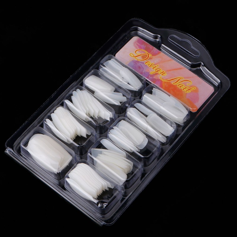 [Hàng mới về] Hộp 100 móng tay giả bằng acrylic trong suốt tiện dụng