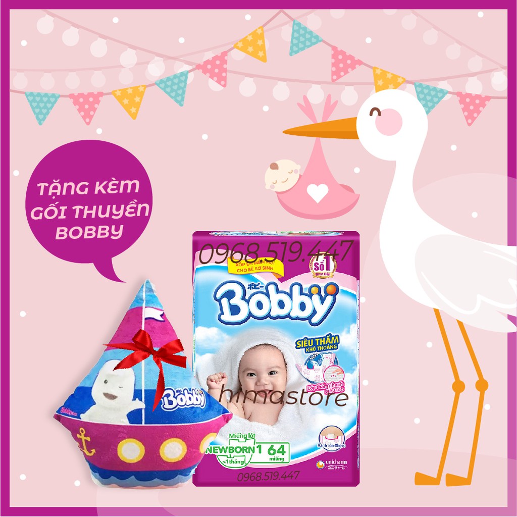 [Lựa chọn quà] Miếng lót Bobby Newborn 1 -64 miếng