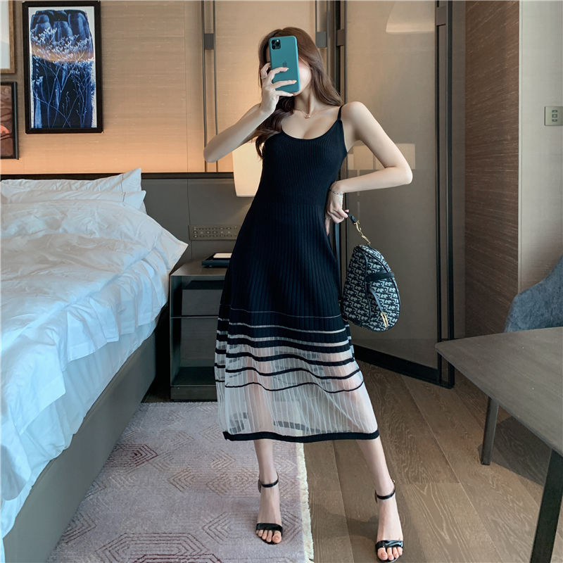 Đầm 2 Dây Chữ A Phối Lưới Thời Trang Cho Nữ | BigBuy360 - bigbuy360.vn