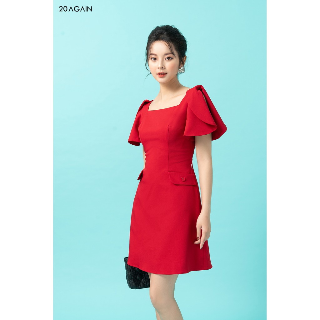 Đầm Xòe Xẻ Tay Cổ Vuông 20Again DEA1237 | BigBuy360 - bigbuy360.vn