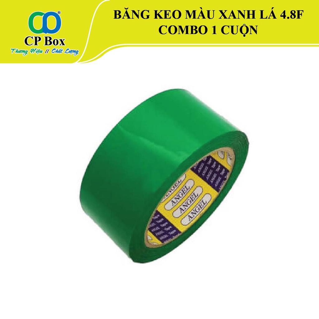 Băng keo màu Xanh Lá, bản 4.8F, nặng 900gr/ cây (6 cuộn), Băng keo dán thùng, dán hộp - CP Box