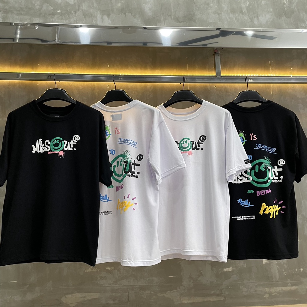 Áo thun missout smiley tee áo thun tay lỡ miss out smiley dành cho nam nữ
