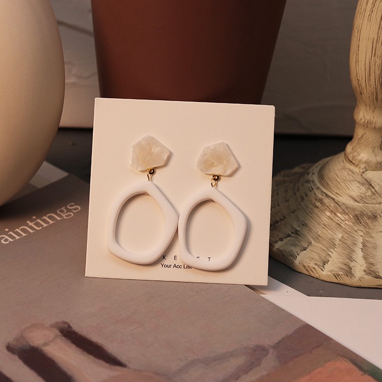 Khuyên tai mặt đính đá đơn giản xinh xắn cho nữ