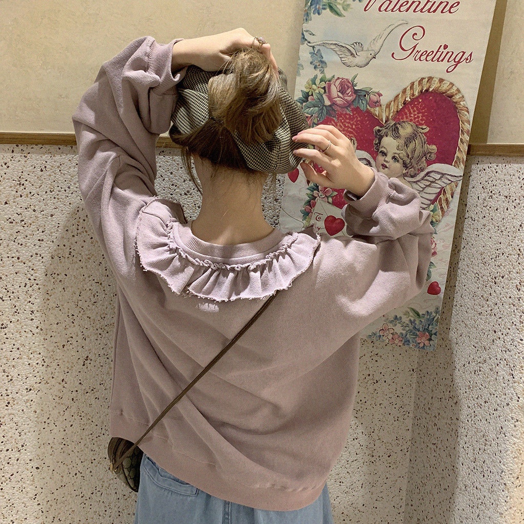 Áo Sweater Cổ Thuyền In Họa Tiết Ren Cổ Điển Phong Cách Nhật Bản Thời Trang 2022 Mới Cho Nữ