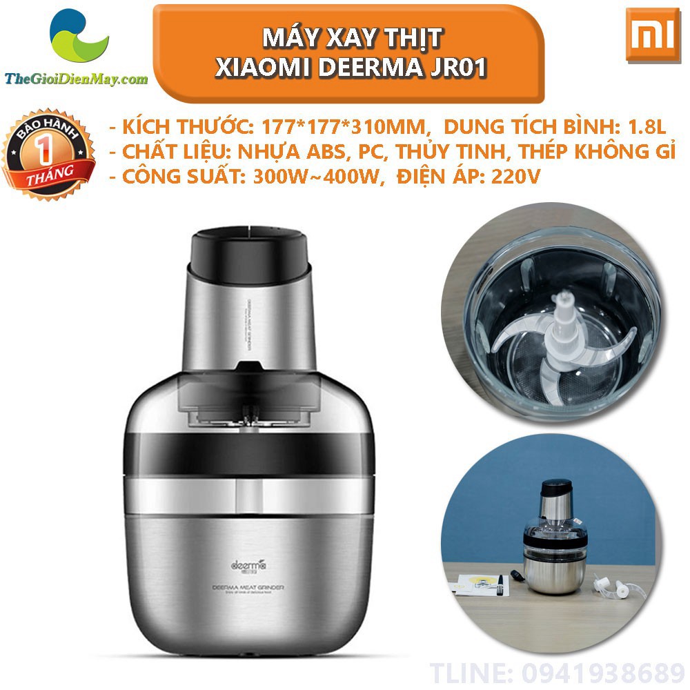 [ SALL OFF ] Máy xay thịt bằng thép không gỉ Xiaomi Deerma JR01 1.8L 400W - Bảo hành 1 tháng - Shop Thế Giới Điện Máy .