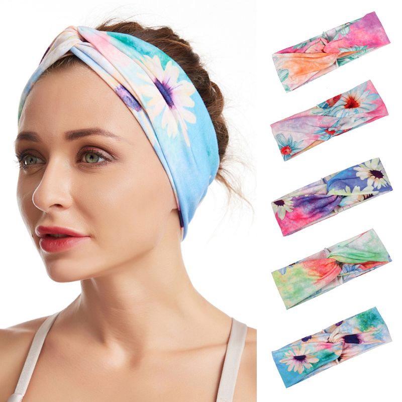 Băng Đô Nhuộm Màu Họa Tiết Hoa Cúc Phong Cách Bohemian Dành Cho Nữ