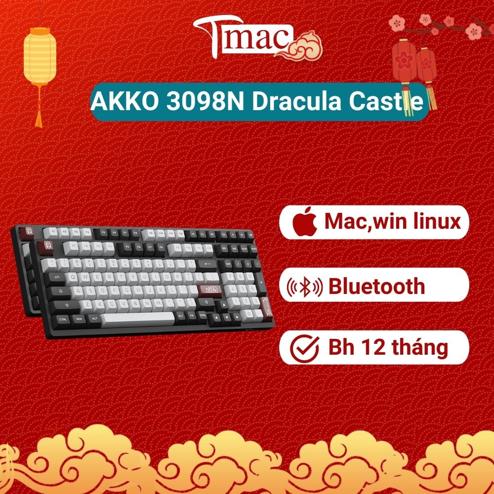 Phím cơ không dây AKKO 3098N Multi-modes Dracula Castle RGB/ BT 5.0 / Wireless 2.4Ghz / Hotswap ( hàng chính hãng )
