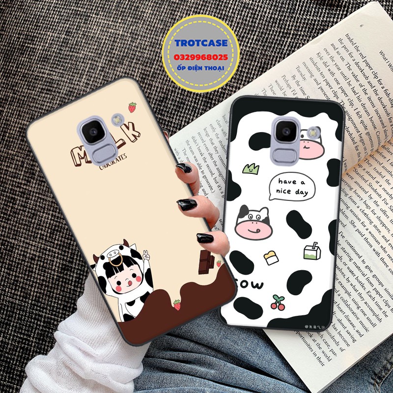 Ốp lưng Samsung A6/A6 Plus/A8/A8 PLus/J6/J6 PLus/J8 - in hình thỏ xanh và bò sữa mặt bự cute