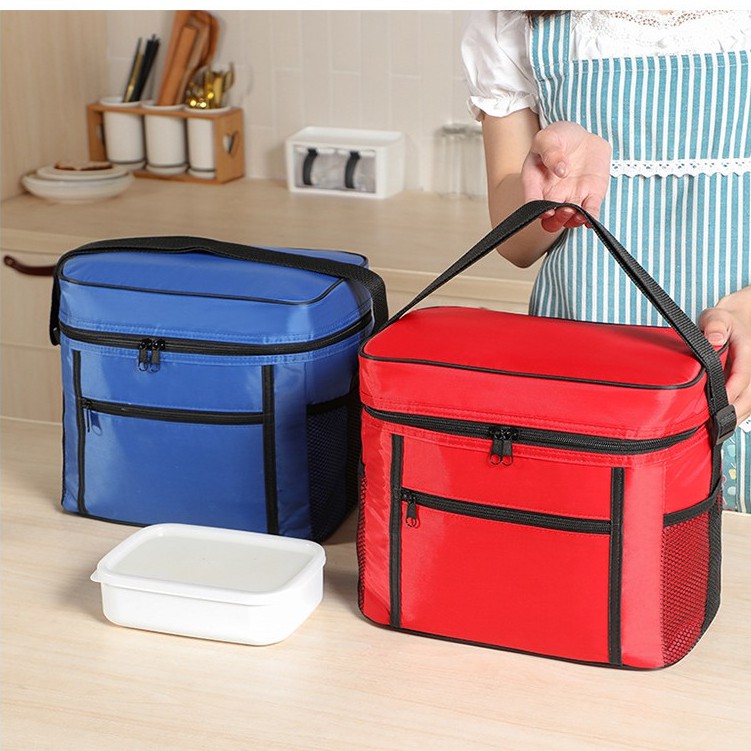 Túi đựng đồ ăn giữ nhiệt LA FONTE cao cấp, 4 ngăn, cỡ lớn, lớp cách nhiệt dày, chống thấm, khoá kéo kép, túi đựng cơm