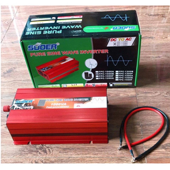 Bộ chuyển đổi điện sin chuẩn 1000w 24v sang 220v hãng suoer