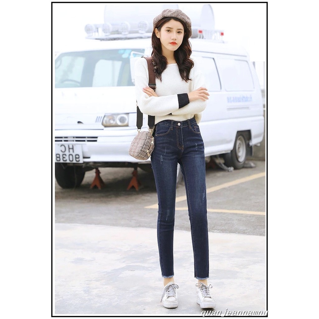 Quần jean nữ CÀO XƯỚC NHẸ lưng cao chất giãn tốt 1032 MSHOP17