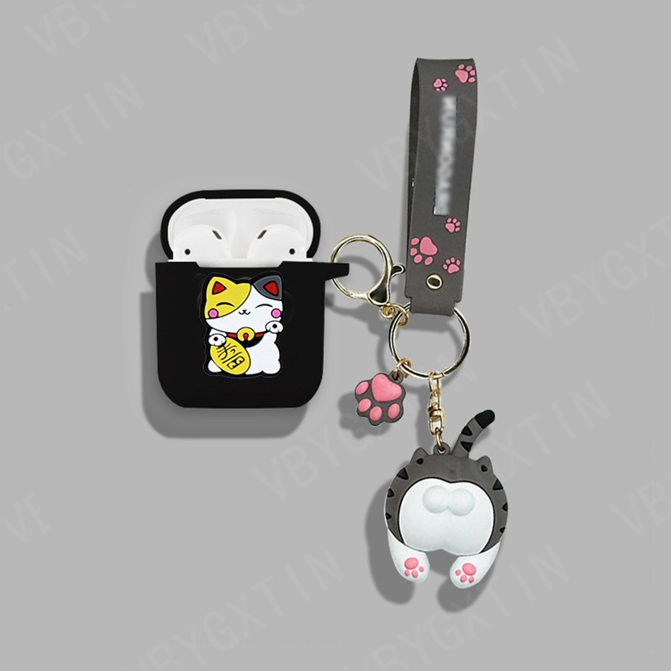 Vỏ Bảo Vệ Hộp Sạc Tai Nghe Redmi Buds 3 Bằng Silicon Hình Phi Hành Gia/Mèo/Cún/Gấu Trúc Có Móc Khóa