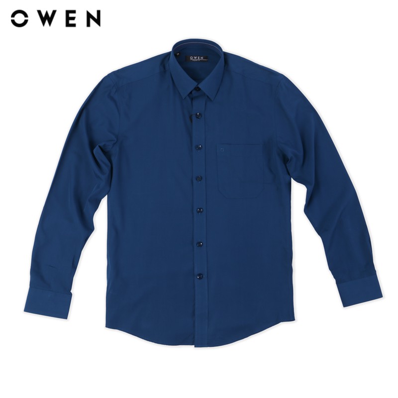 Áo Sơ mi dài tay nam Owen chất Bamboo dáng Regularfit màu xanh - AR90674DT