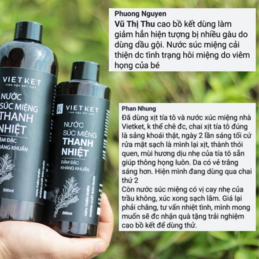 Nước Súc Miệng Thảo Dược Thanh Nhiệt VIETKET 500ML- Giảm Hôi Miệng , Ngăn Ngừa Viêm Nướu Lợi, Nhiệt Miệng