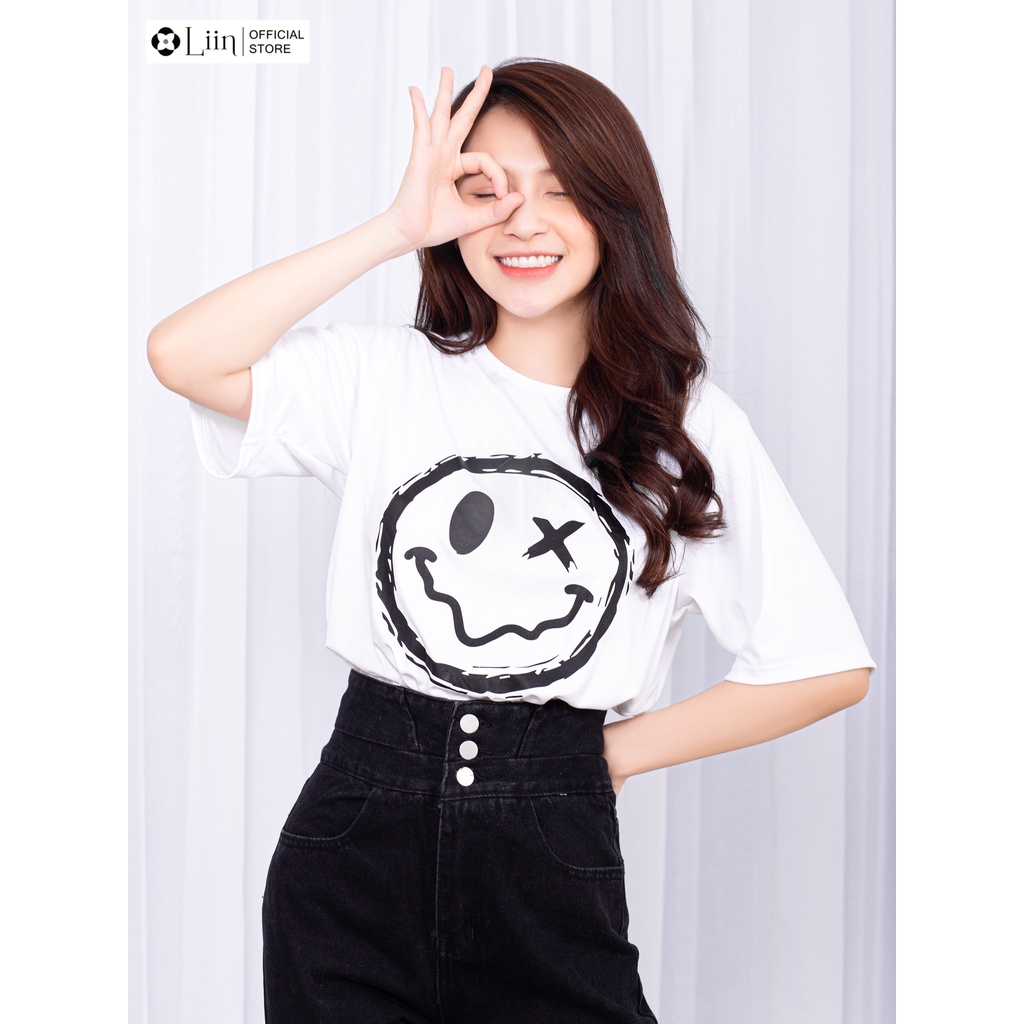Áo Phông nữ chất liệu thun in hình Smile kiểu dáng trẻ trung, năng động Liin Clothing A2169
