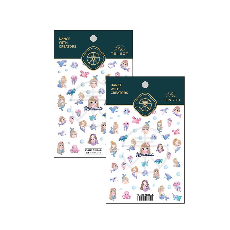 Miếng Dán Dập Nổi Họa Tiết Nàng Tiên Cá 5D Trang Trí Móng Tay TS1270
