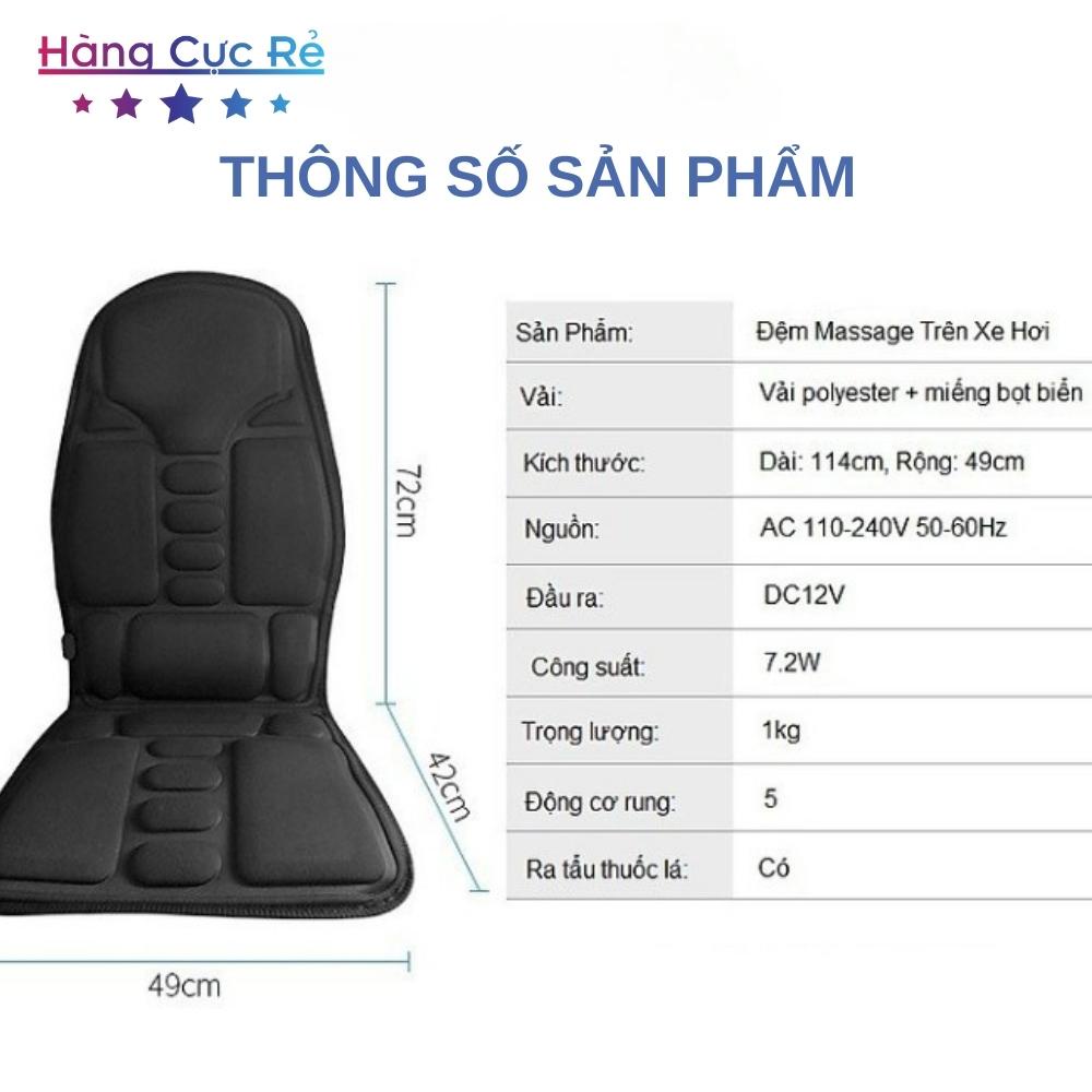 Nệm massage toàn thân xoa bóp giảm đau mát xa lưng, có remote điều khiển, tặng Tẩu sạc JB100B - Shop Hàng Cực Rẻ