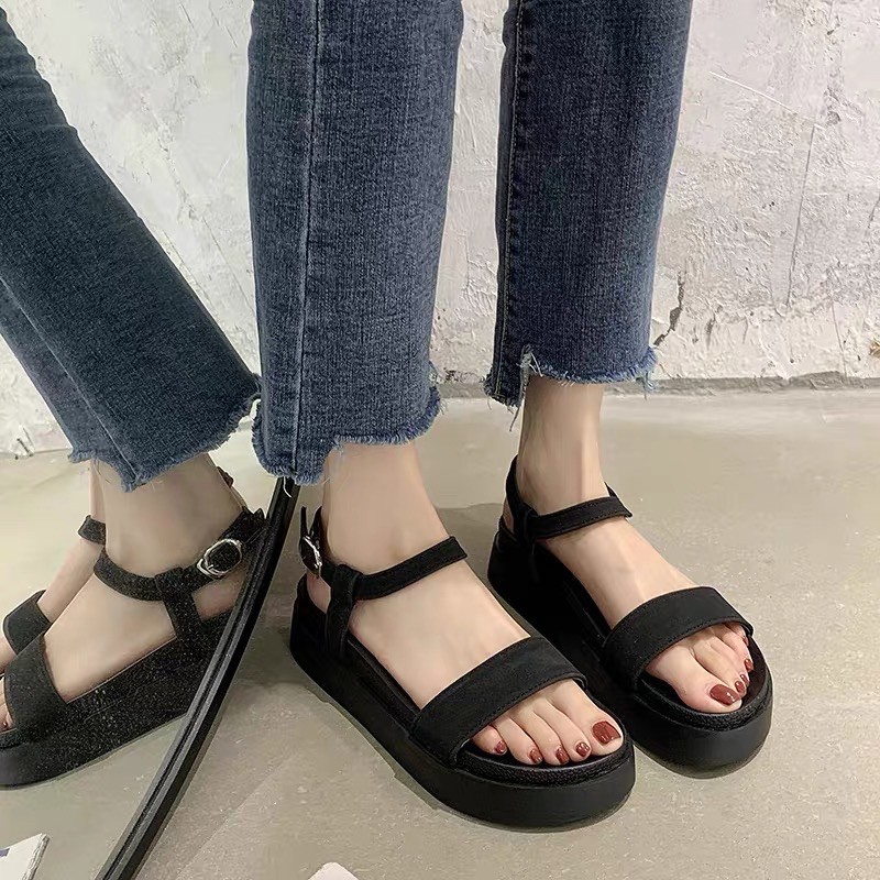 (ORDER) DÉP SANDAl đế Bánh Mỳ quai nẹp ngang có khuy cài