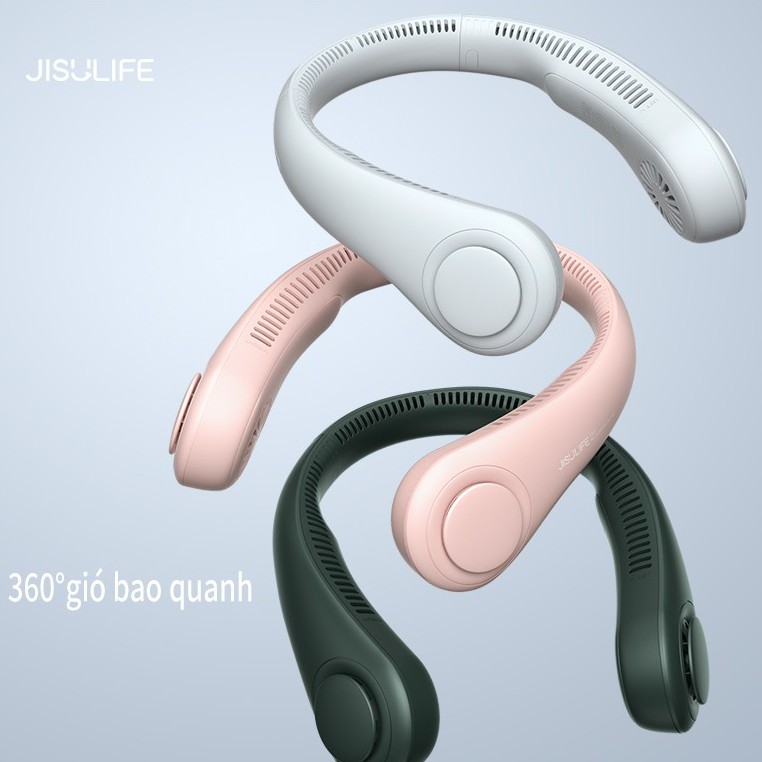 Quạt mini đeo cổ không cánh JISULIFE dung lượng pin lớn 4000mAhm, Quạt đeo cổ không cánh ba cấp độ gió chạy êm và mát | BigBuy360 - bigbuy360.vn